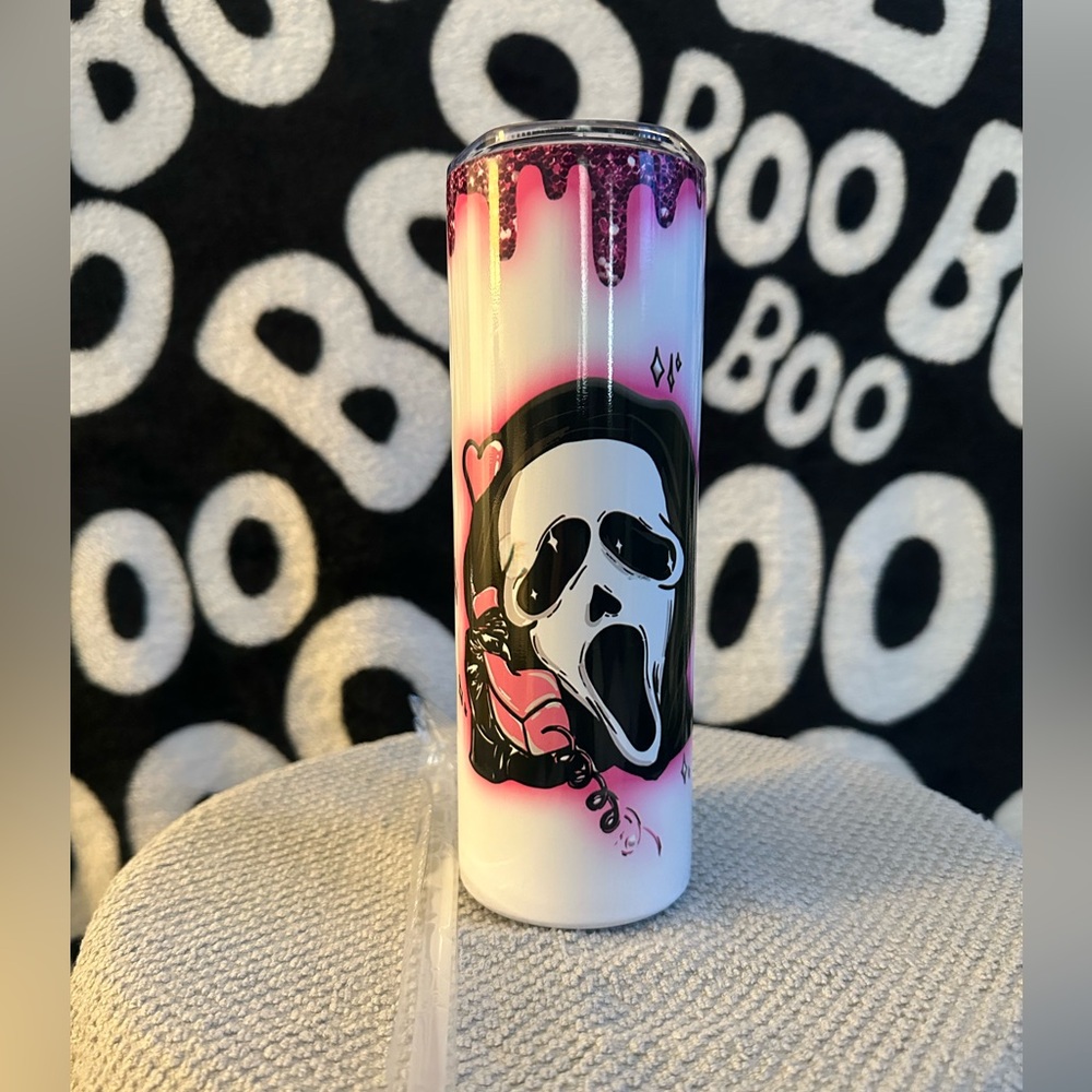 NEW- Ghost face stainless steel 20 oz horror tumbler.